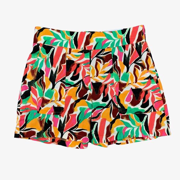 Nine West Shorts Womens XS Extra Small Multi Leaf Print Mid Rise Pull On Stretch - Picture 1 of 13
